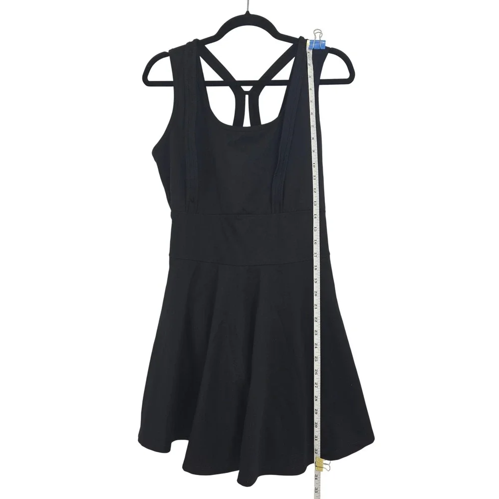 Athletic Tennis Dress Womens Size Large Black Racerback Activewear Stretch  Golf